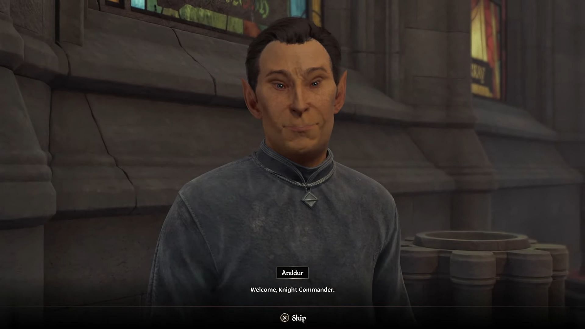 Interact with Areldur (Image via Bethesda Softworks)